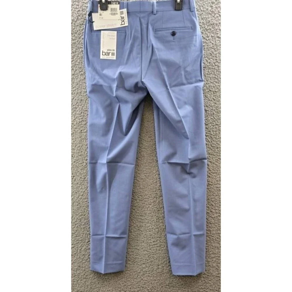 Bar III Wool Blend Slim-Fit Suit Pants Men's 29X30 Light Blue Button Closure